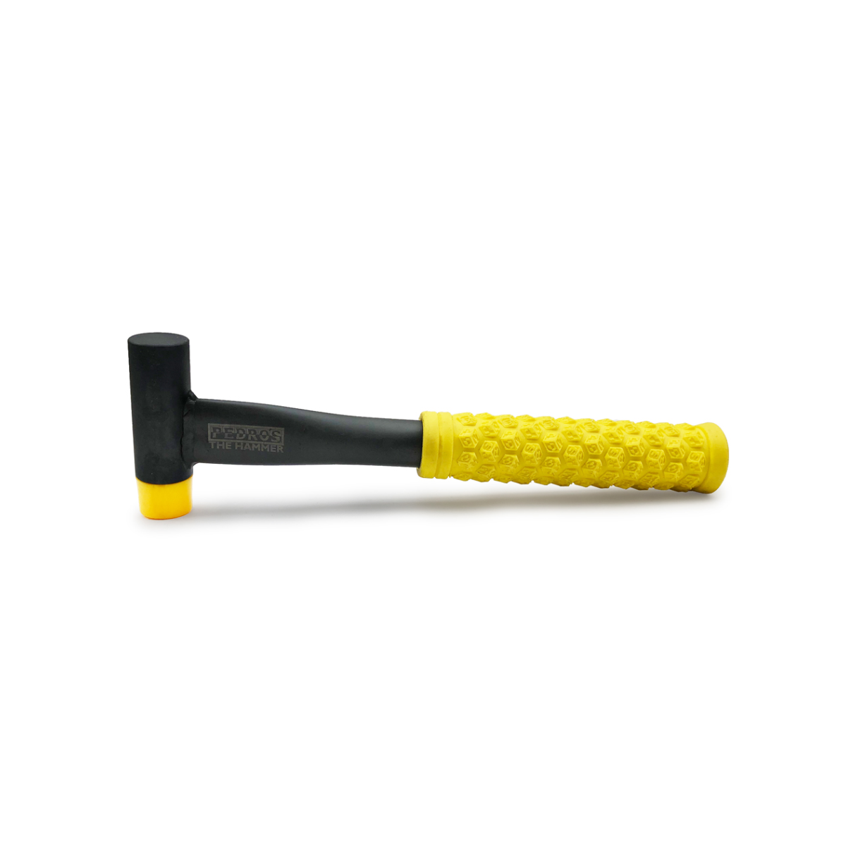 Pedro's Hammer with yellow bicycle grip handle on white background