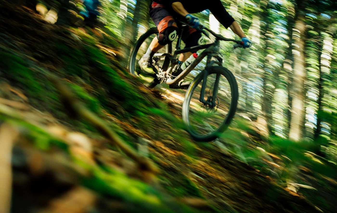 Mountain bike going downhill